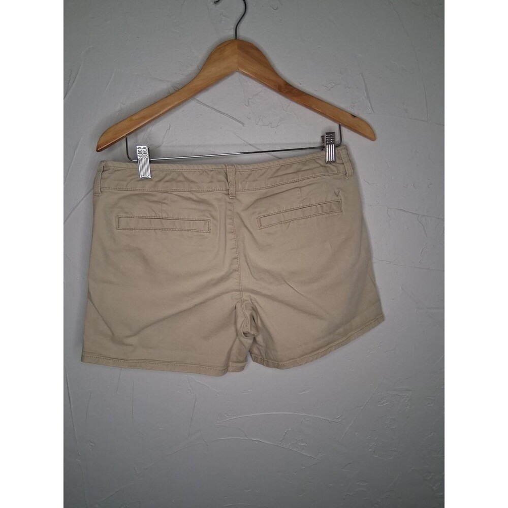 American Eagle Midi Stretch Chino Shorts Women's Sz 10 Beige Khaki Cotton - Picture 9 of 9